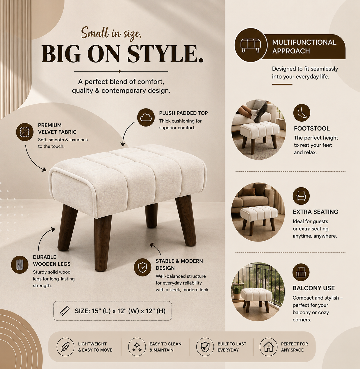 Ivory Noir Ottoman