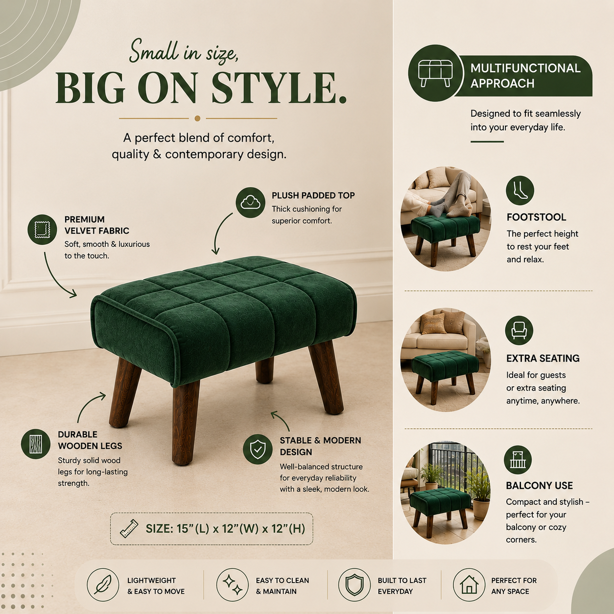 Emerald Haven Ottoman