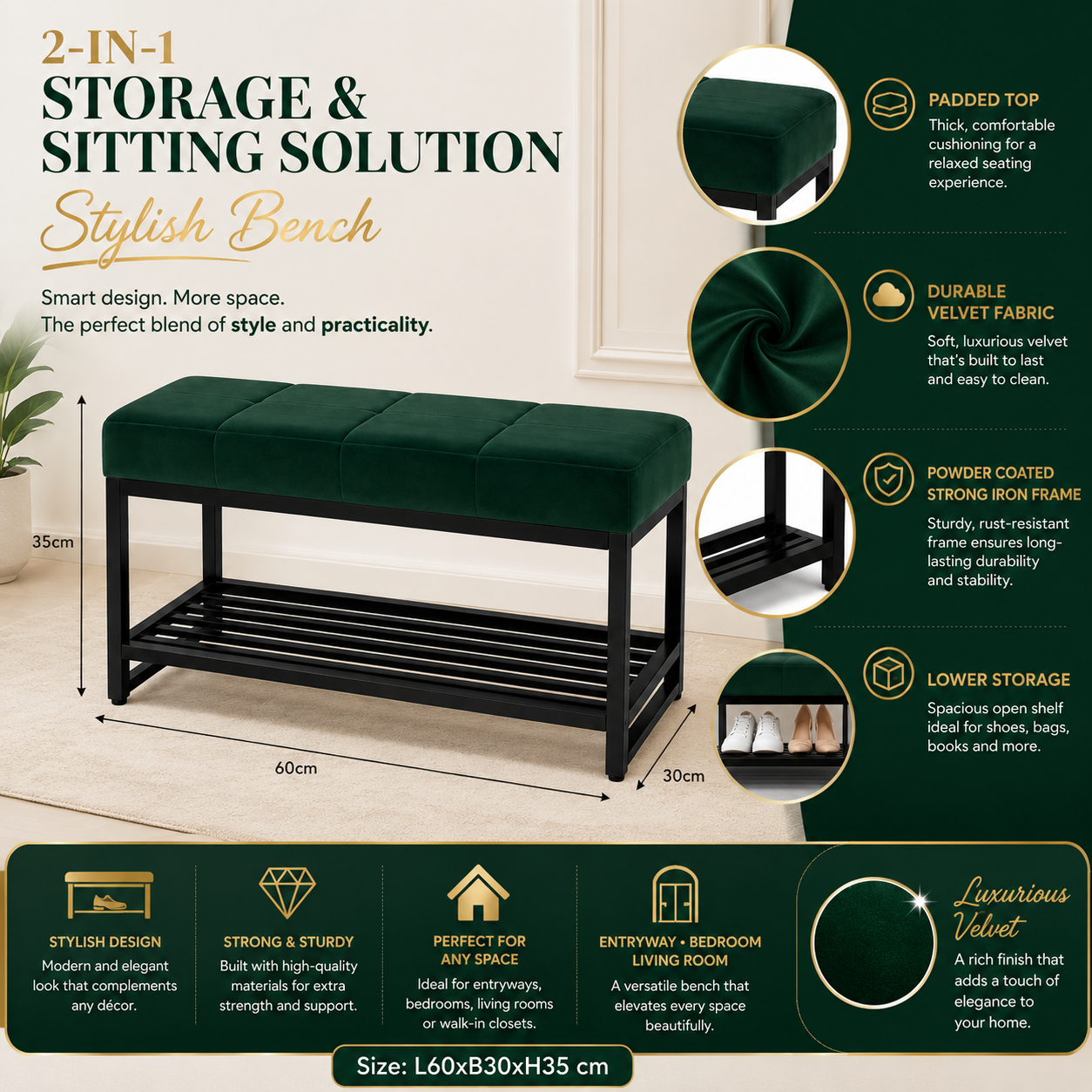 Forest Dusk Storage Bench