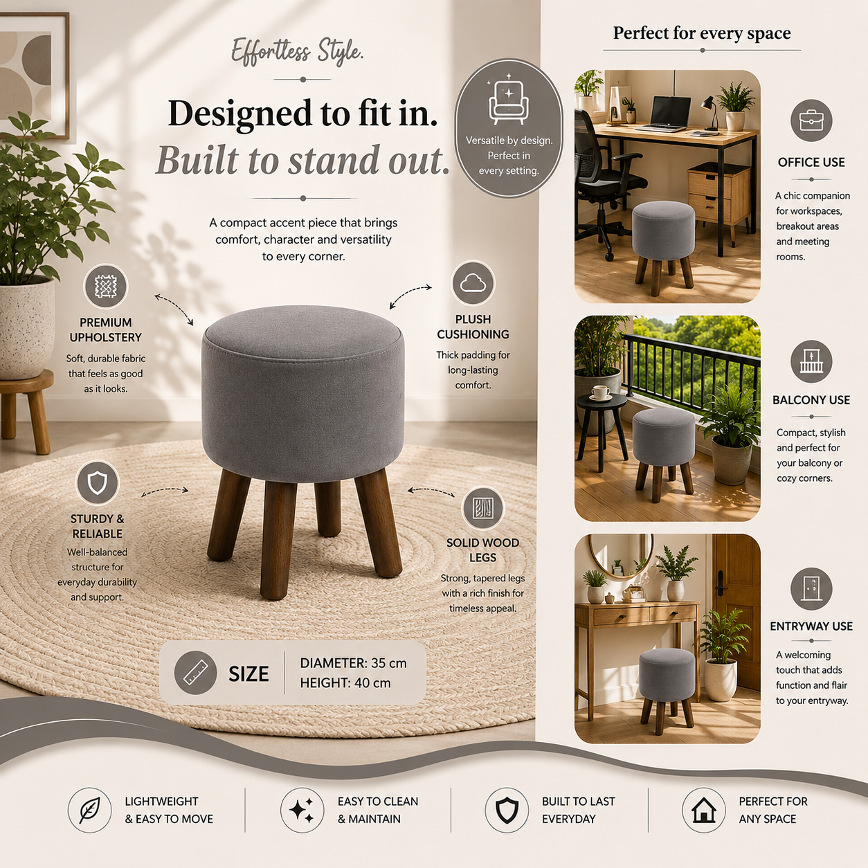 Mistwood Curve Ottoman
