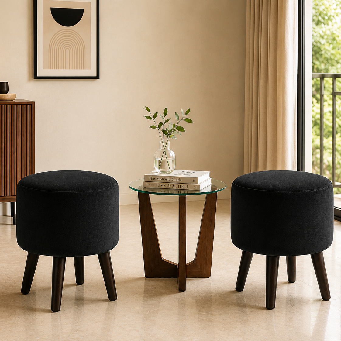 Obsidian Black Ottoman