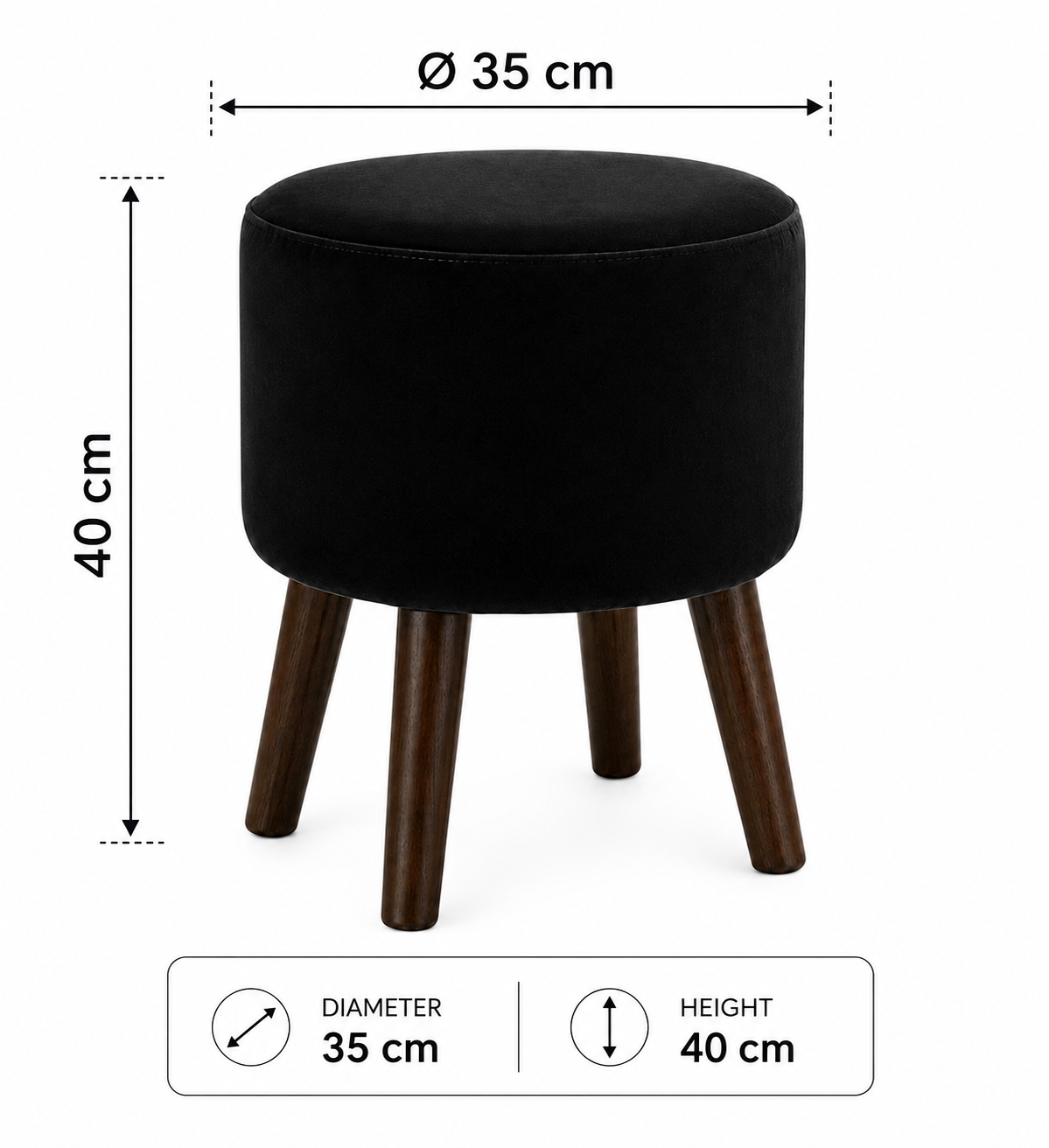 Obsidian Black Ottoman